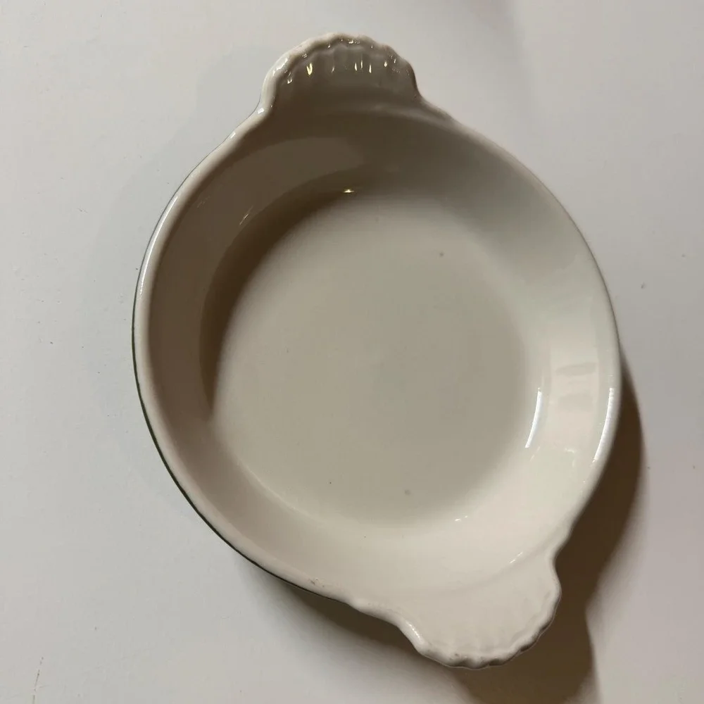 Vintage Hall China Round Au Gratin Dish | Forest Green Individual Baker 435